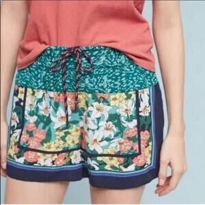 Anthropologie HEI HEI Floral Lotus Shorts Sz Small Colorful Drawstring Waist